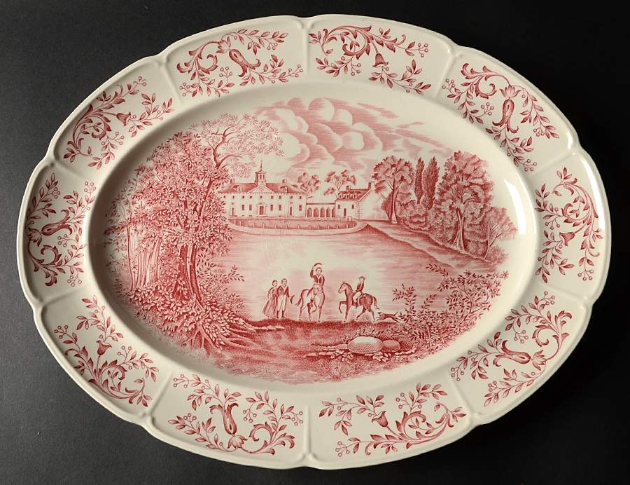 Mount Vernon Pink 16" Oval Serving Platter by Johnson Brothers-1