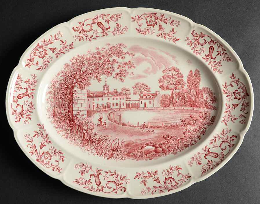 Mount Vernon Pink 12" Oval Serving Platter by Johnson Brothers-1