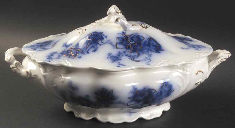 Neapolitan (Gold Accent) Oval Covered Vegetable by Johnson Brothers-1