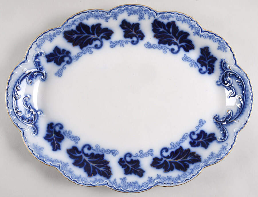 Normandy (Flow Blue) 16" Oval Serving Platter by Johnson Brothers-1