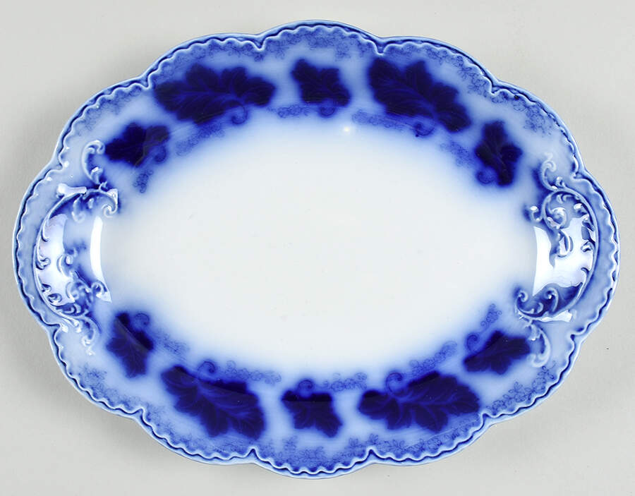 Normandy (Flow Blue) 10" Oval Serving Platter by Johnson Brothers-1