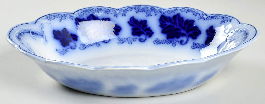 Normandy (Flow Blue) 9" Oval Vegetable Bowl by Johnson Brothers-1