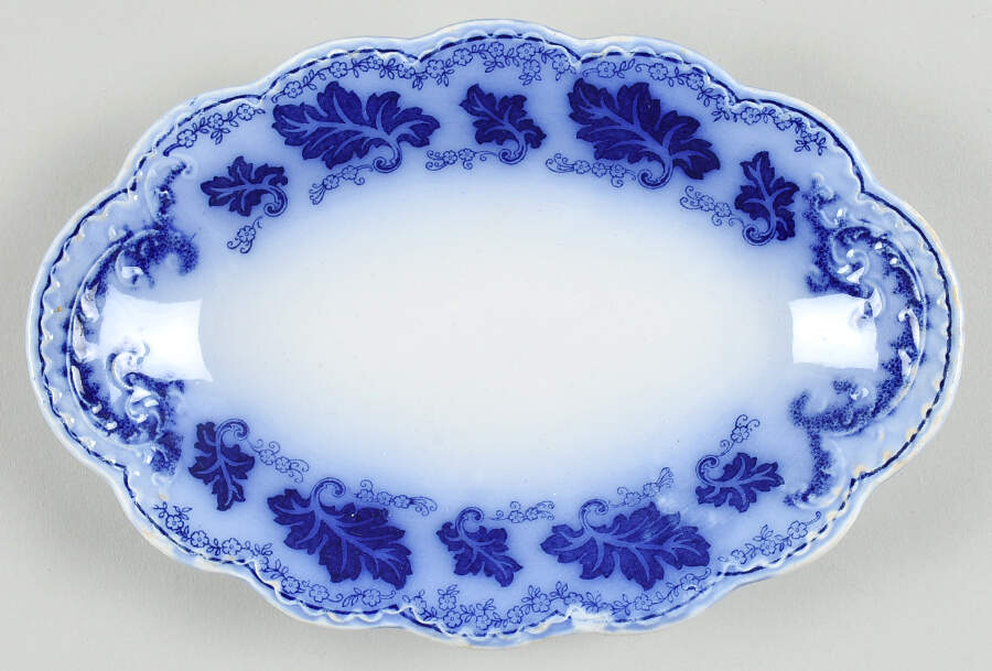 Normandy (Flow Blue) Relish/Gravy Underplate by Johnson Brothers-1