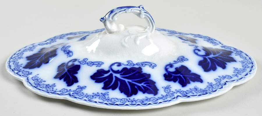 Normandy (Flow Blue) Lid for Oval Vegetable by Johnson Brothers-1