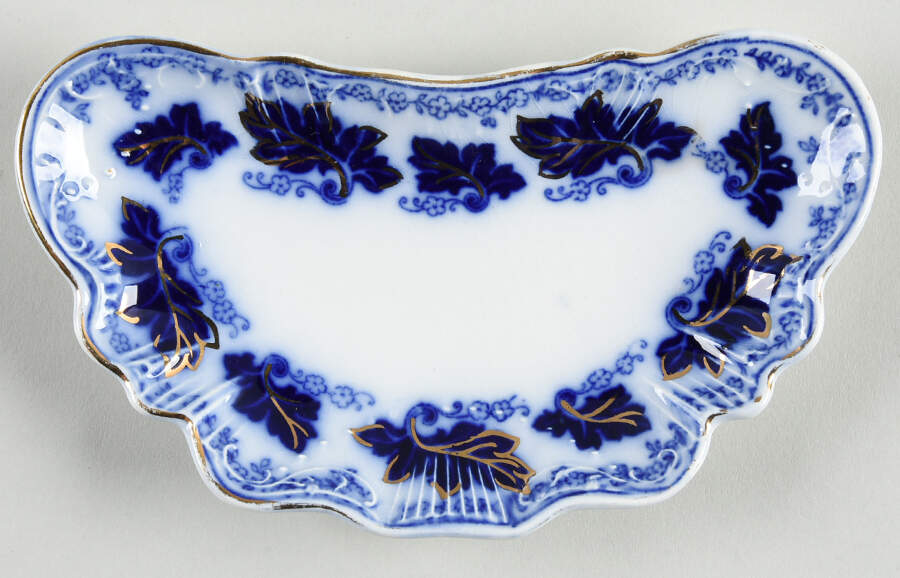 Normandy (Flow Blue) Bone Dish by Johnson Brothers-1
