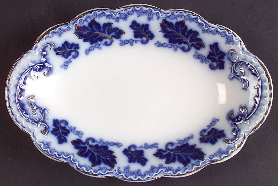Normandy (Flow Blue) Relish/Gravy Underplate by Johnson Brothers-1