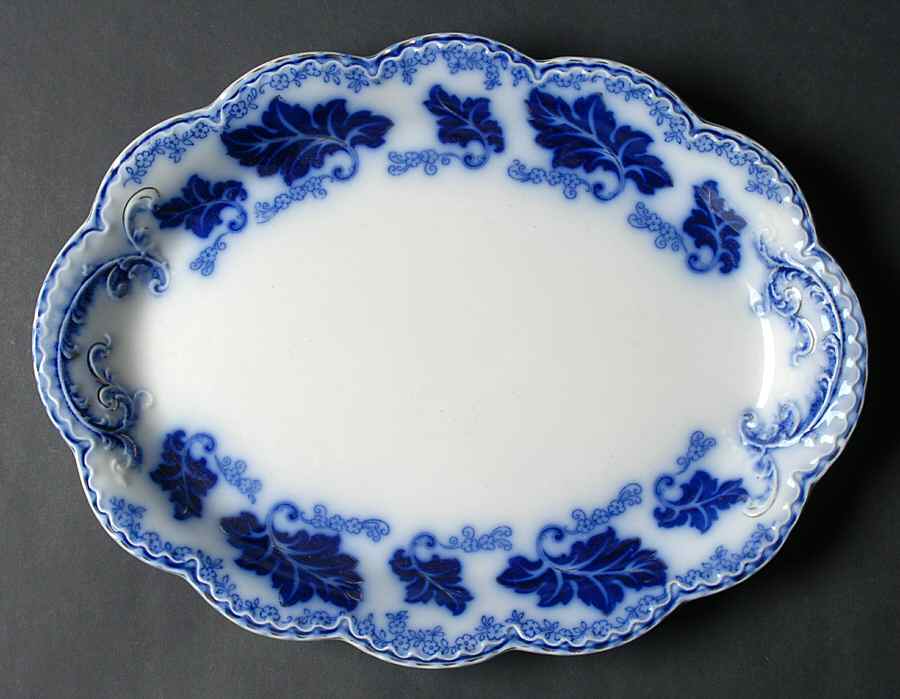 Normandy (Flow Blue) 12" Oval Serving Platter by Johnson Brothers-1