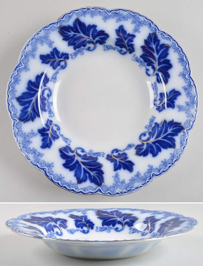 Normandy (Flow Blue) Large Rim Soup Bowl by Johnson Brothers-1