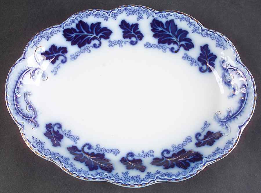 Normandy (Flow Blue) 10" Oval Serving Platter by Johnson Brothers-1