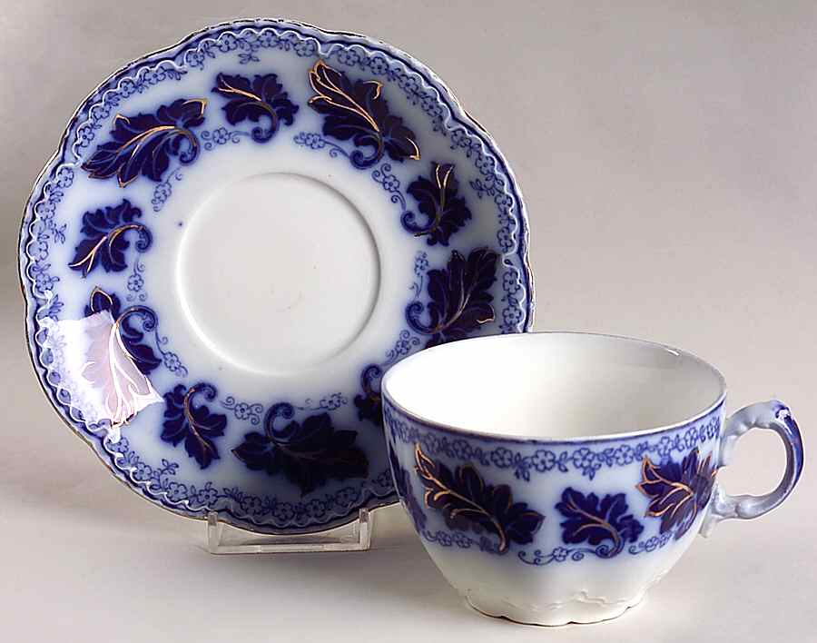 Normandy (Flow Blue) Oversized Cup & Saucer Set by Johnson Brothers-1