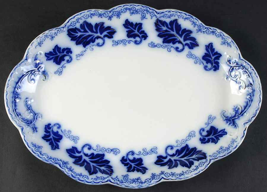 Normandy (Flow Blue) 14" Oval Serving Platter by Johnson Brothers-1