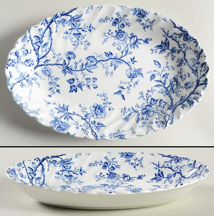 Old Bradbury Blue (White Background) Relish/Gravy Underplate by Johnson Brothers-1