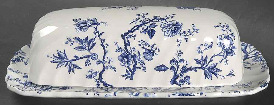 Old Bradbury Blue (White Background) 1/4 Lb Covered Butter by Johnson Brothers-1