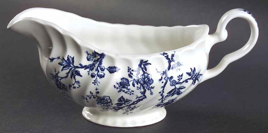 Old Bradbury Blue (White Background) Gravy Boat by Johnson Brothers-1