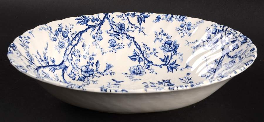 Old Bradbury Blue (White Background) 9" Oval Vegetable Bowl by Johnson Brothers-1