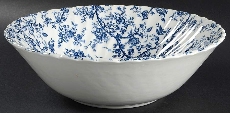 Old Bradbury Blue (White Background) 10" Large Salad Serving Bowl by Johnson Brothers-1