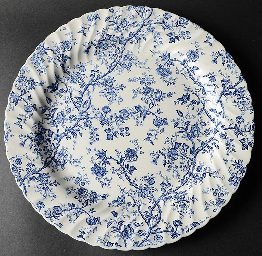 Old Bradbury Blue (White Background) 12" Chop Plate (Round Platter) by Johnson Brothers-1