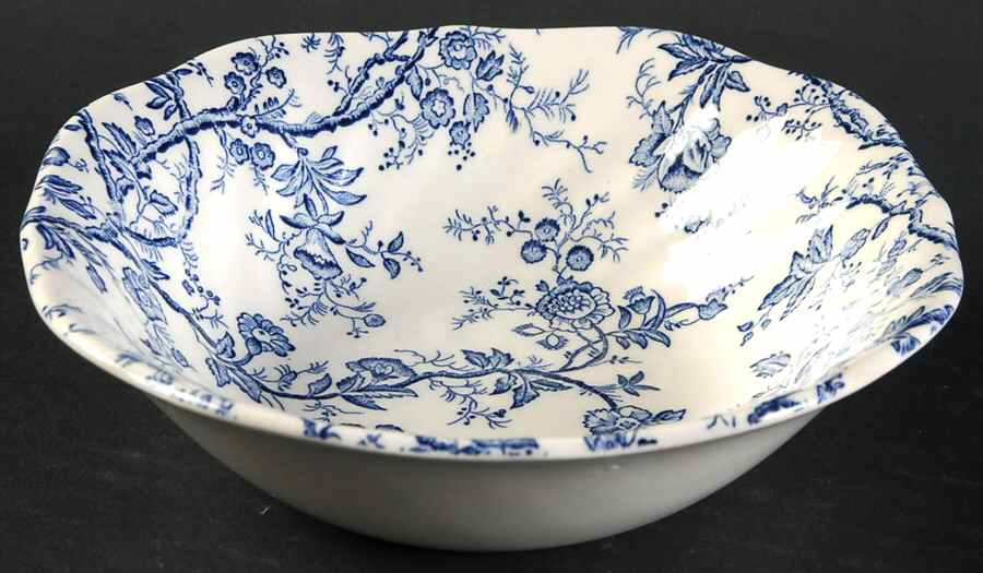 Old Bradbury Blue (Cream Background) Square Cereal Bowl by Johnson Brothers-1