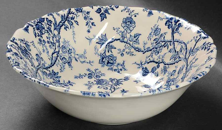 Old Bradbury Blue (Cream Background) 8" Round Vegetable Bowl by Johnson Brothers-1