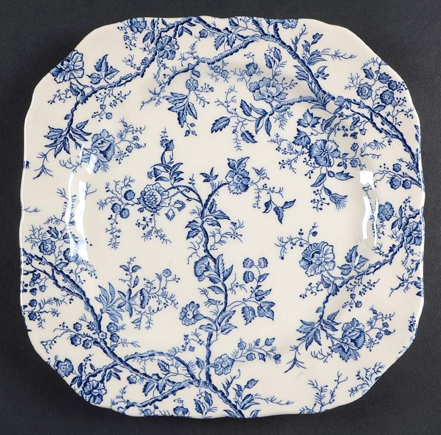 Old Bradbury Blue (Cream Background) Square Salad Plate by Johnson Brothers-1