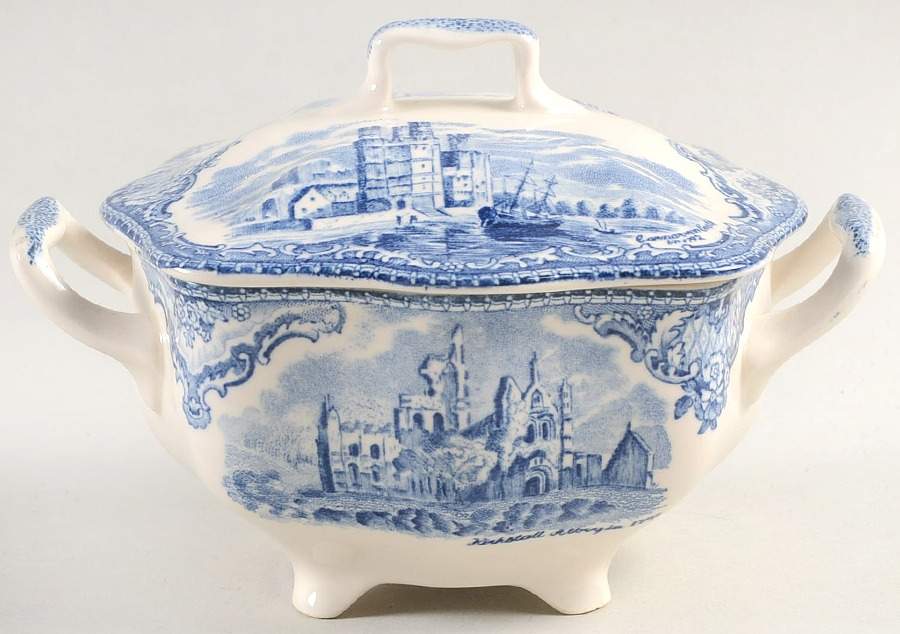 Old Britain Castles Blue (Made in England) Sugar Bowl & Lid by Johnson Brothers-1