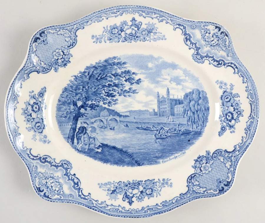 Old Britain Castles Blue (Made in England) 12" Oval Serving Platter by Johnson Brothers-1