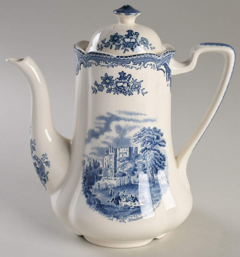 Old Britain Castles Blue (Made in England) Coffee Pot & Lid by Johnson Brothers-1