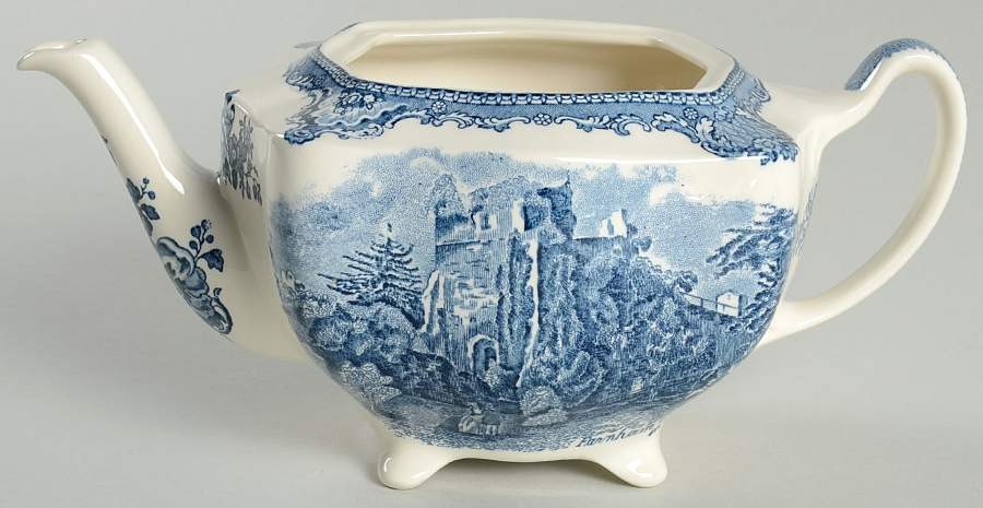 Old Britain Castles Blue (Made in England) Teapot No Lid by Johnson Brothers-1