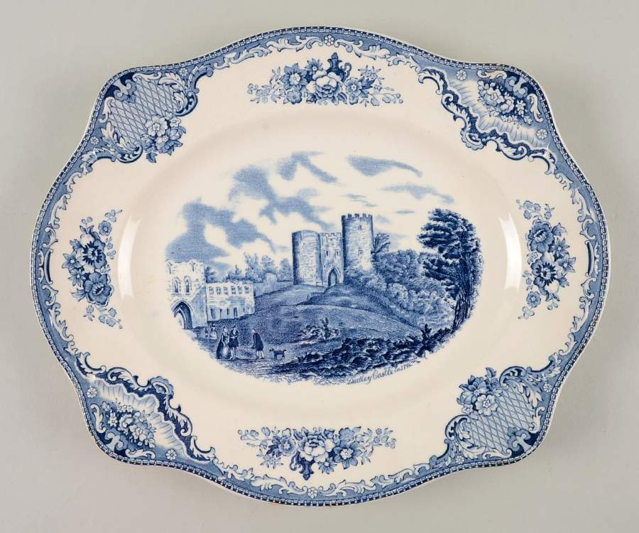 Old Britain Castles Blue (Made in England) 11" Oval Serving Platter by Johnson Brothers-1