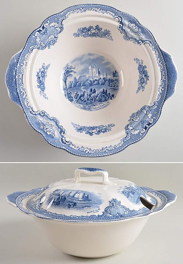 Old Britain Castles Blue (Made in England) Tureen &  Lid by Johnson Brothers-1