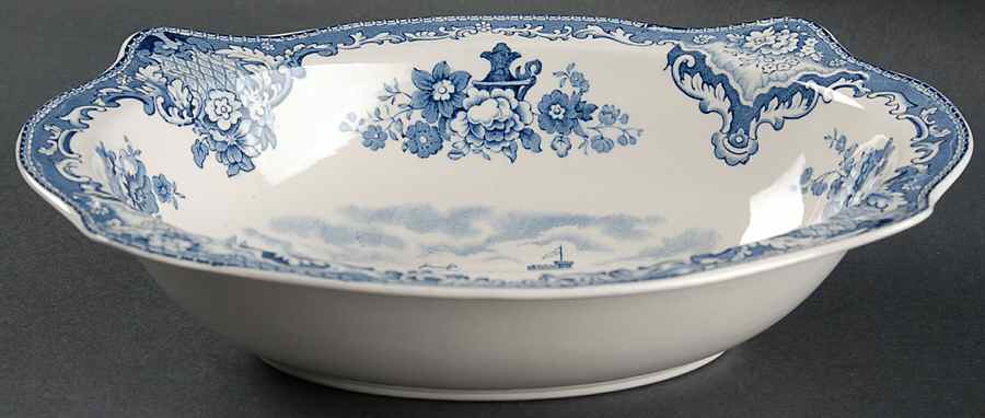 Old Britain Castles Blue (Made in England) 9" Oval Vegetable Bowl by Johnson Brothers-1