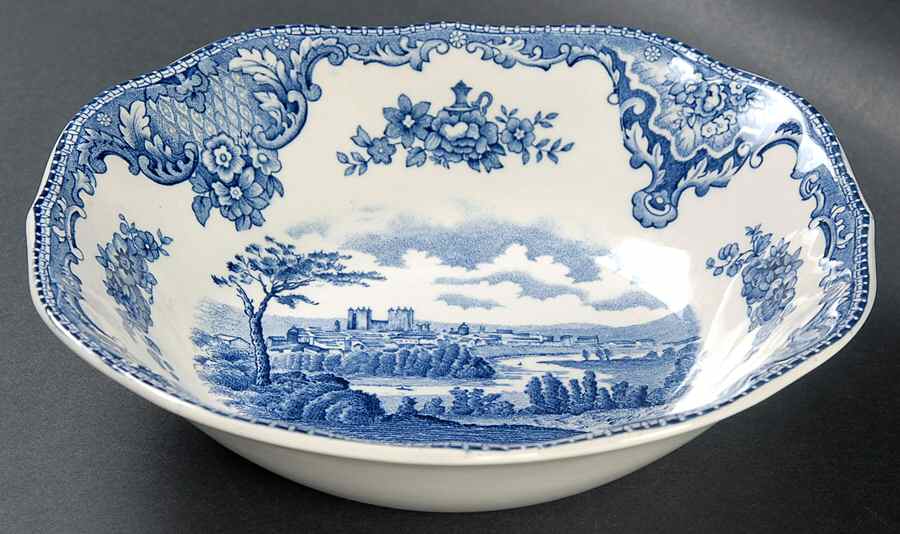 Old Britain Castles Blue (Made in England) Square Soup Bowl by Johnson Brothers-1