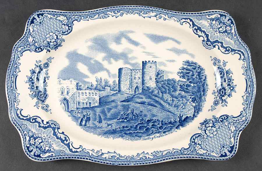 Old Britain Castles Blue (Made in England) 10" Rectangular Serving Platter by Johnson Brothers-1
