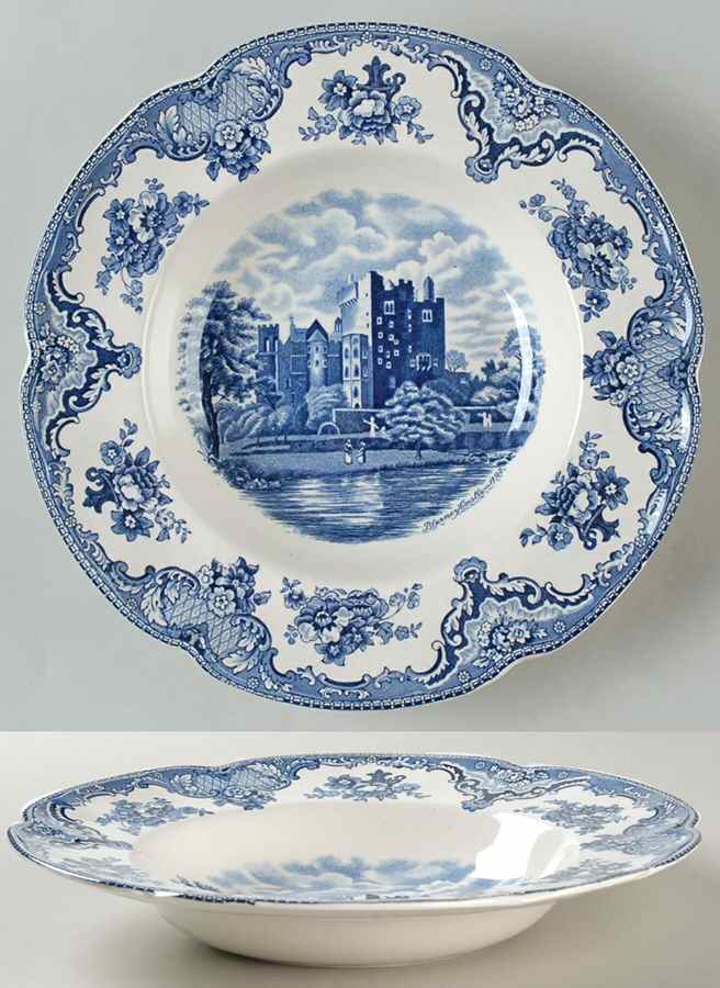 Old Britain Castles Blue (Made in England) Large Rim Soup Bowl by Johnson Brothers-1