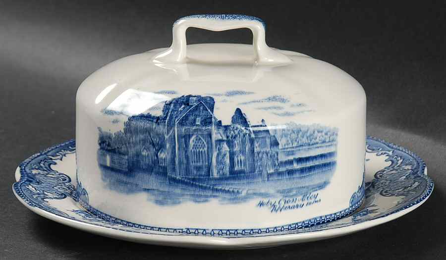 Old Britain Castles Blue (Made in England) Round Covered Butter by Johnson Brothers-1