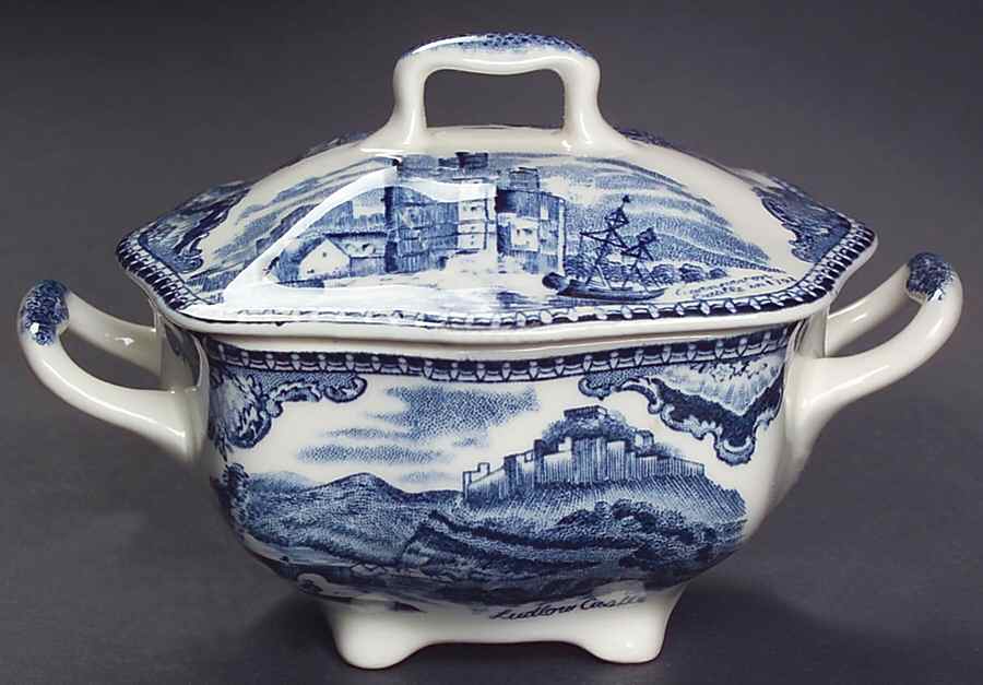 Old Britain Castles Blue (Made in England) Mini Sugar Bowl & Lid by Johnson Brothers-1
