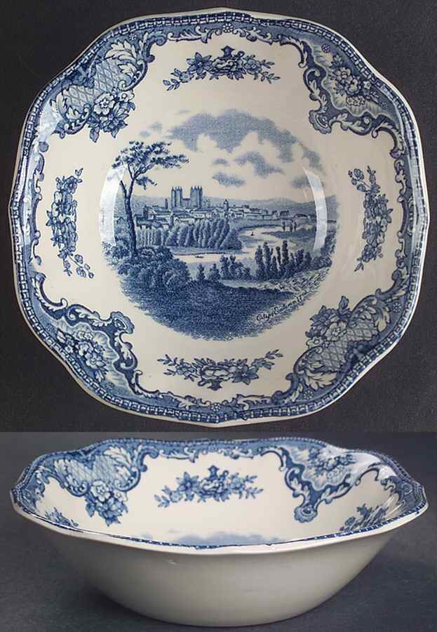 Old Britain Castles Blue (Made in England) Square Cereal Bowl by Johnson Brothers-1