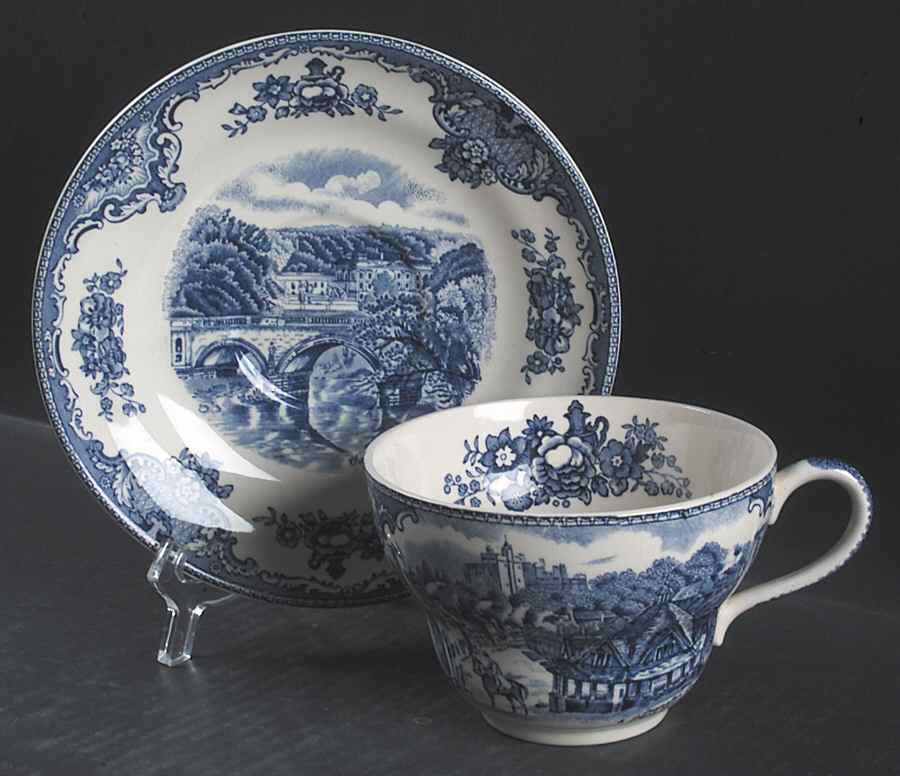 Old Britain Castles Blue (Made in England) Oversized Cup & Saucer Set by Johnson Brothers-1