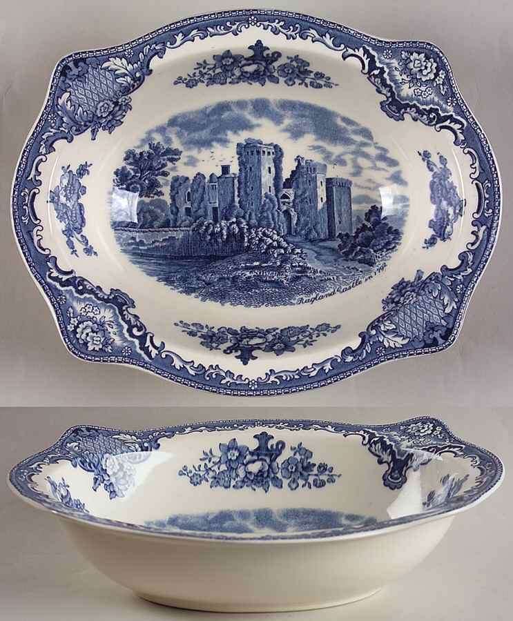 Old Britain Castles Blue (Made in England) 9" Oval Vegetable Bowl by Johnson Brothers-1