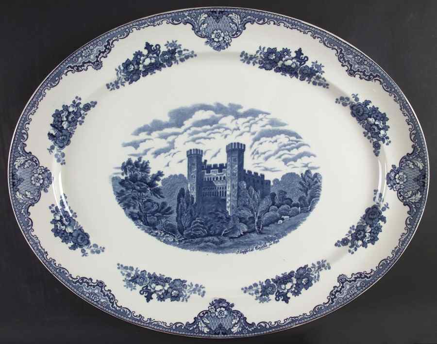 Old Britain Castles Blue (Made in England) 20" Oval Serving Platter by Johnson Brothers-1