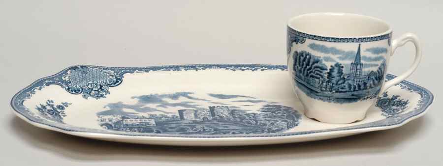 Old Britain Castles Blue (Made in England) Tea & Toast Snack Plate & Reg Cup Set by Johnson Brothers-1