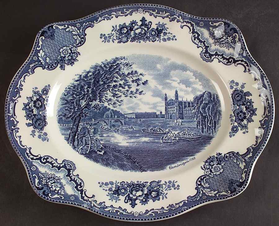 Old Britain Castles Blue (Made in England) 11" Oval Serving Platter by Johnson Brothers-1