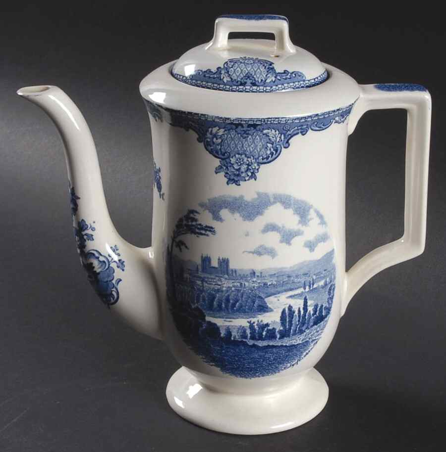Old Britain Castles Blue (Made in England) Coffee Pot & Lid by Johnson Brothers-1