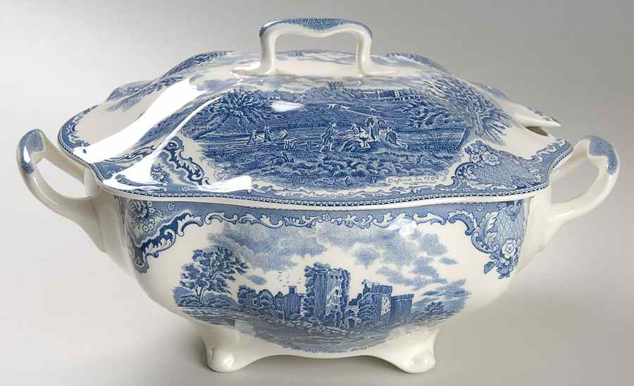 Old Britain Castles Blue (Made in England) Rectangular Tureen & Lid by Johnson Brothers-1