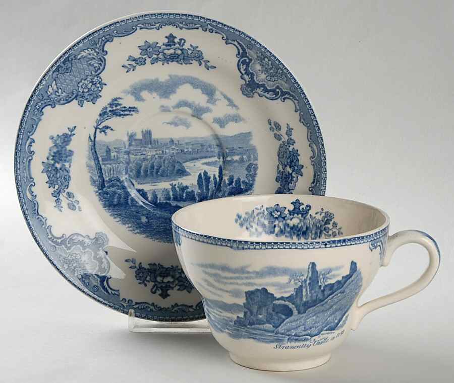 Old Britain Castles Blue (Made in England) Jumbo Cup & Saucer Set by Johnson Brothers-1