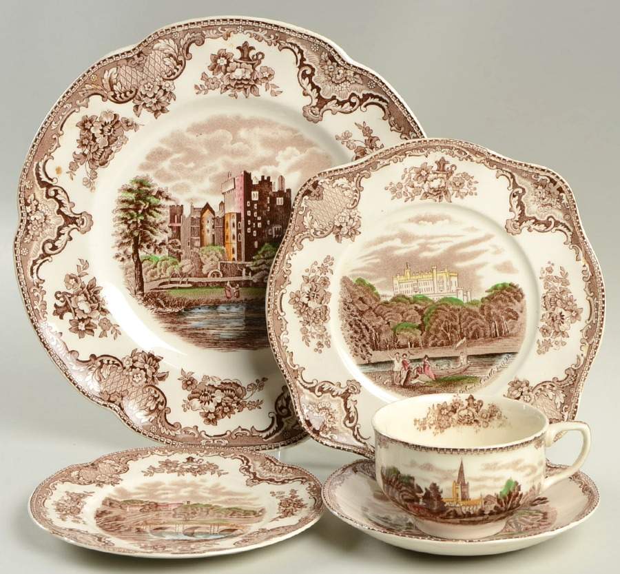 Old Britain Castles Brown Multicolor 5 Piece Place Setting by Johnson Brothers-1
