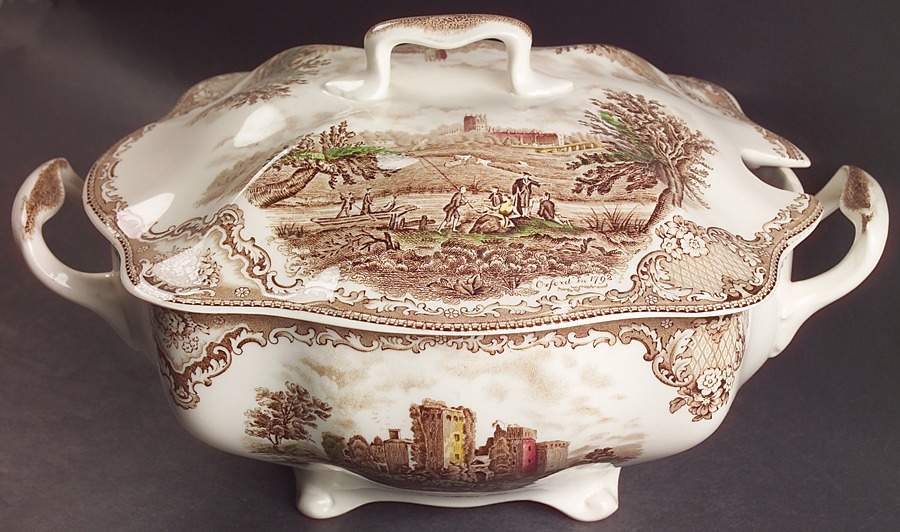 Old Britain Castles Brown Multicolor Rectangular Tureen & Lid by Johnson Brothers-1