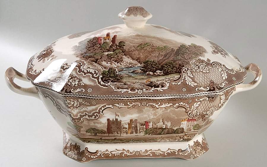 Old Britain Castles Brown Multicolor Rectangular Tureen & Lid by Johnson Brothers-1