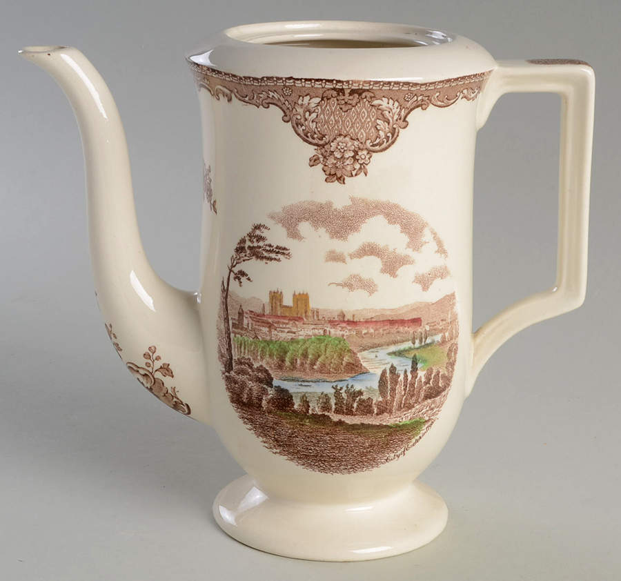 Old Britain Castles Brown Multicolor Coffee Pot No Lid by Johnson Brothers-1