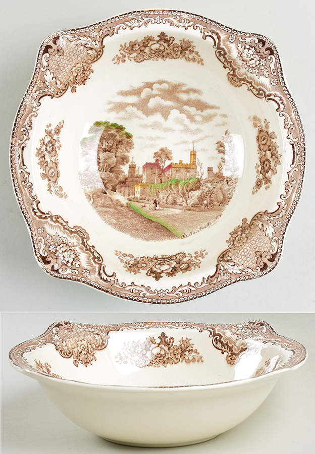 Old Britain Castles Brown Multicolor 8" Round Vegetable Bowl by Johnson Brothers-1